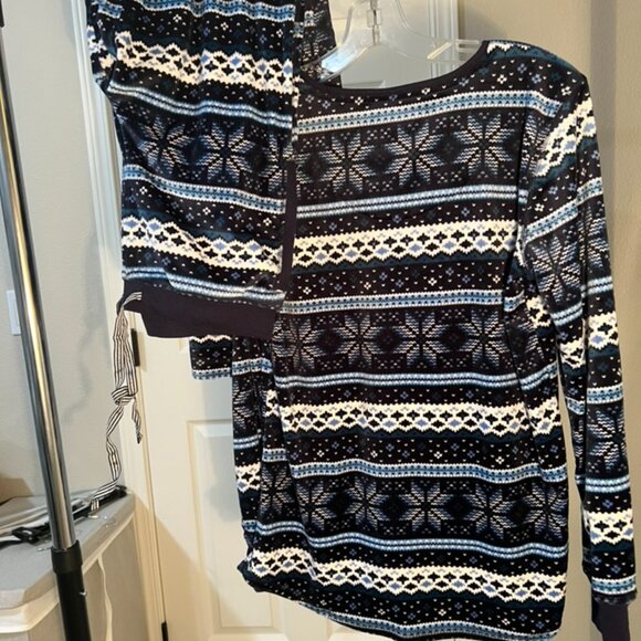 Womens Nautica 2 PC Sleepwear Set Silky Stretch Fleece Navy Blue Size S - Picture 2 of 2